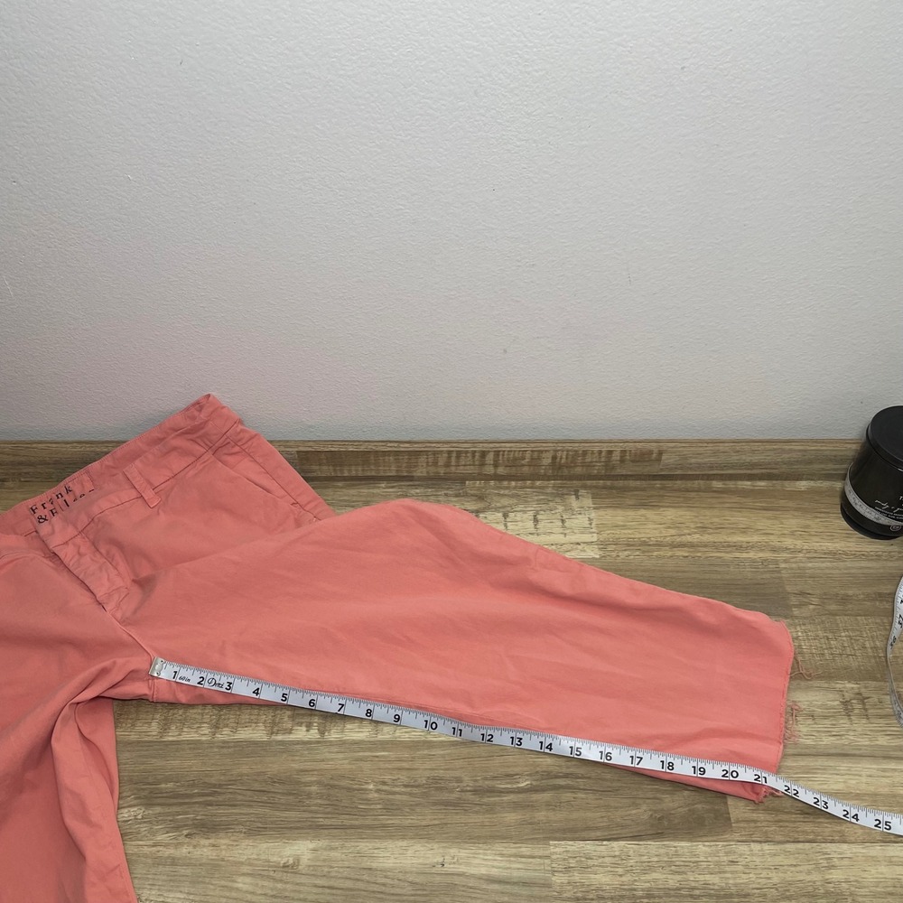 Frank & Eileen Wicklow Cropped Cotton Chino Pants Coral Raw Hem Made in USA 10 - Picture 6 of 6